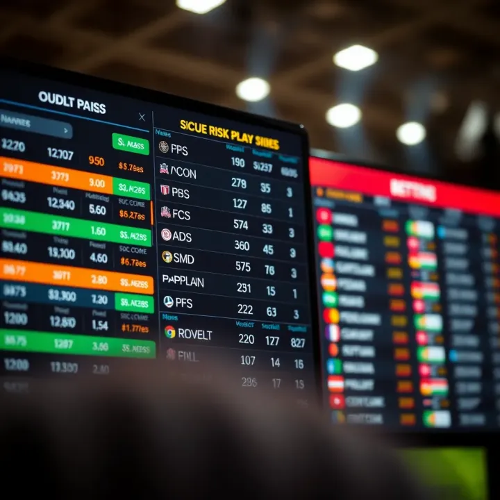 Betting Markets and Risk Management in Score Prediction Betting market interface showing odds and risk levels for various football scores