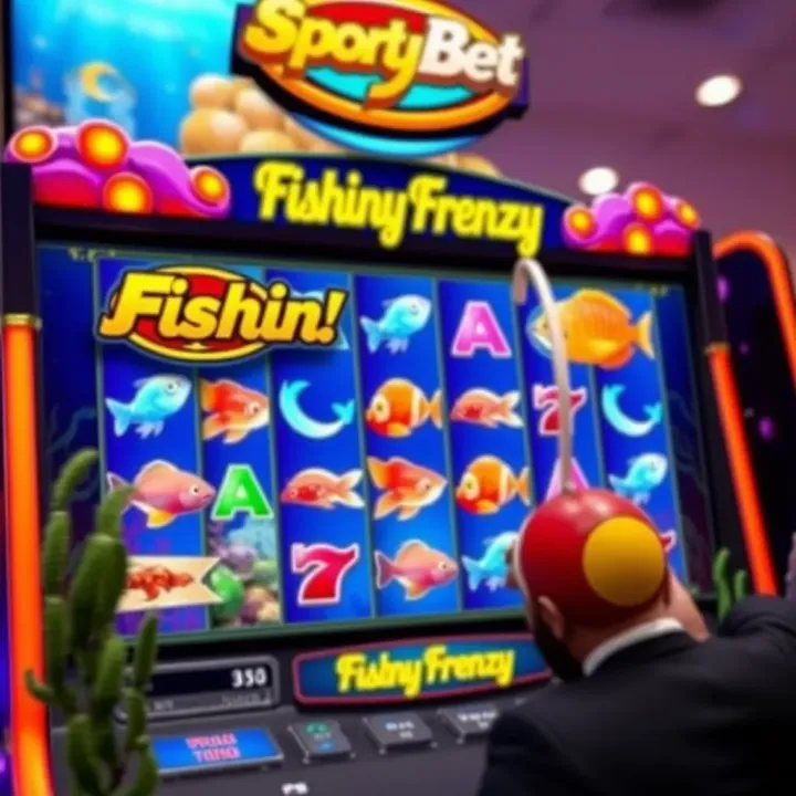 SportyBet Fishin Frenzy Game Interface with Underwater Theme Colorful Fishin Frenzy slot game screen with vibrant underwater theme and animated symbols