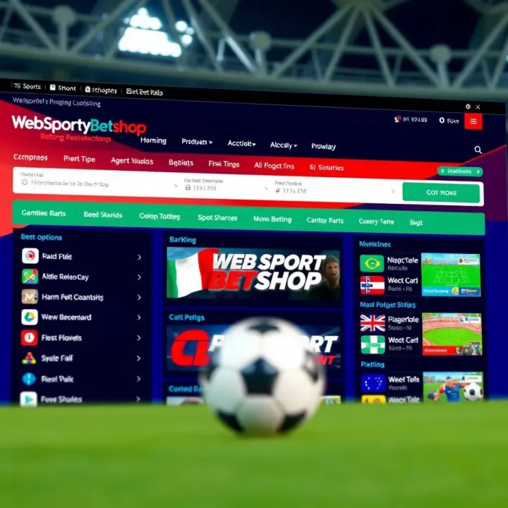 Screenshot of www.websportybetshop.com homepage showing Nigerian betting options and navigation menu
