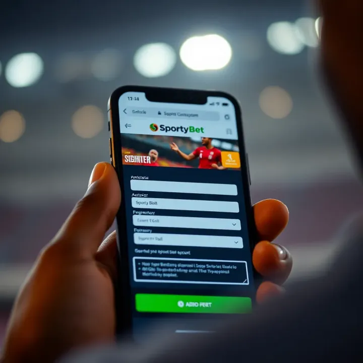 Creating a SportyBet Account in Nigeria Smartphone displaying SportyBet registration screen with form fields