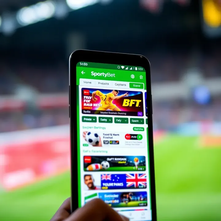 SportyBet App Home Screen on Android Device Android device displaying the SportyBet app home screen with vibrant betting options