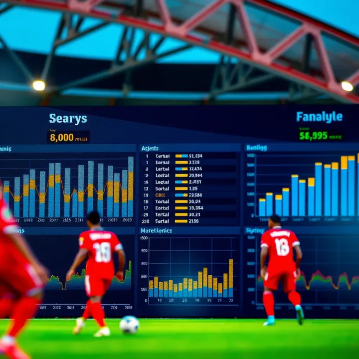 Charts and graphs showing football match statistics and prediction trends