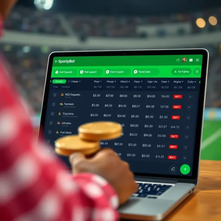 Overview of making deposits and placing bets on SportyBet interface