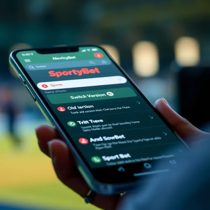 Accessing Old SportyBet Version on Mobile Mobile device showing navigation menu with options to switch to the old version of SportyBet