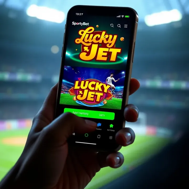 Lucky Jet Game Display on SportyBet App User interface of the SportyBet app showcasing the Lucky Jet game screen on a smartphone