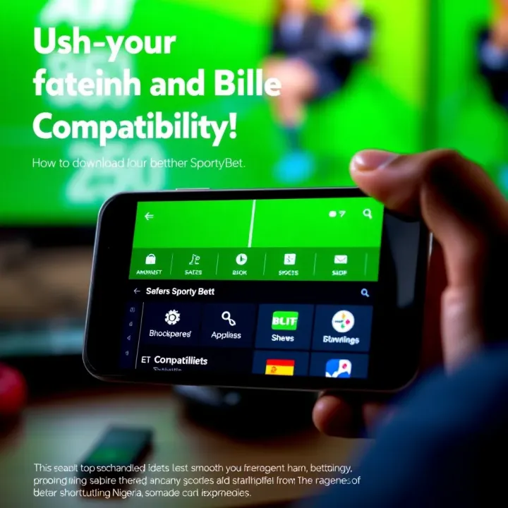 Smartphone showing Sports Betting options on SportyBet app with compatibility icons