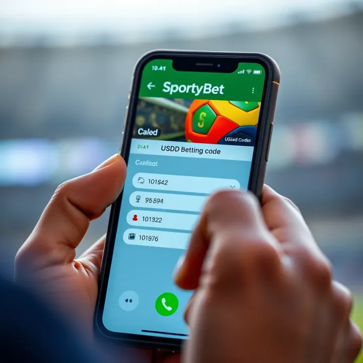 Using USSD Codes to Load SportyBet Betting Code Phone screen showing USSD code dialing for SportyBet betting