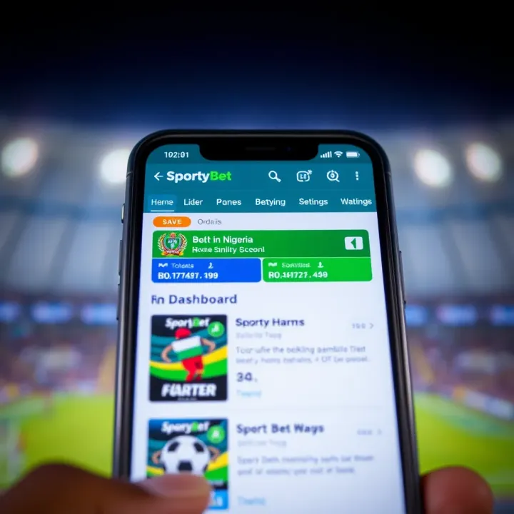 SportyBet Nigeria User Dashboard and Betting Options Mobile phone screen showing SportyBet Nigeria betting options and user dashboard