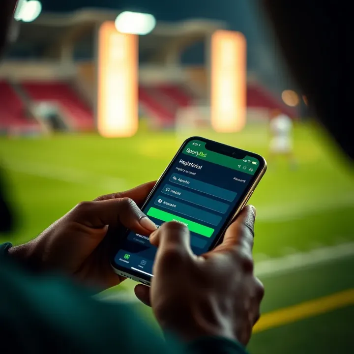 Creating a SportyBet Account on Mobile User registering a SportyBet account on a mobile phone showing the registration form