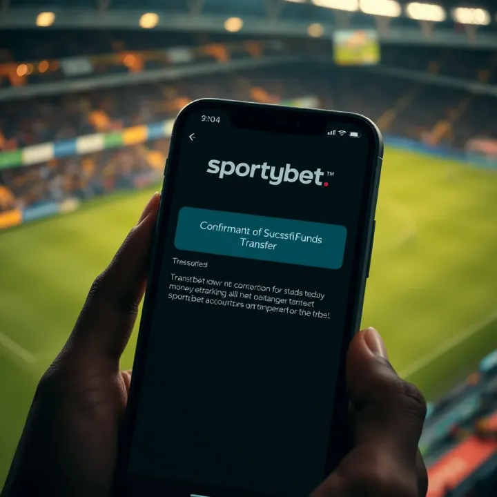Confirmation screen showing successful transfer notification within SportyBet app
