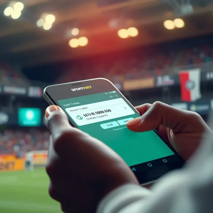 Applying SportyBet Promo Codes on Mobile App Illustration of a digital coupon code being entered on a mobile sports betting app screen