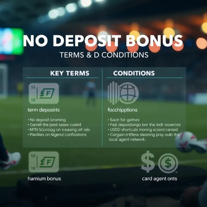 Graphic showing key terms and conditions icons related to no deposit bonuses with Nigerian naira currency symbols