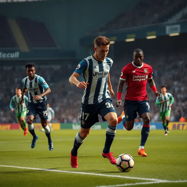 Premier League Match Action and Player Highlights Dynamic action on the football pitch highlighting top Premier League players in motion