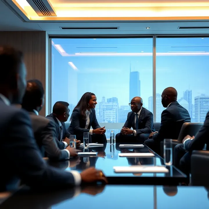 Corporate strategy meeting discussing future vision of sports betting company