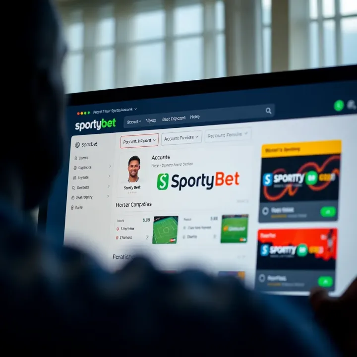 Access Your SportyBet Account ID Through the Official Website Computer screen showing the SportyBet website account dashboard with navigation options