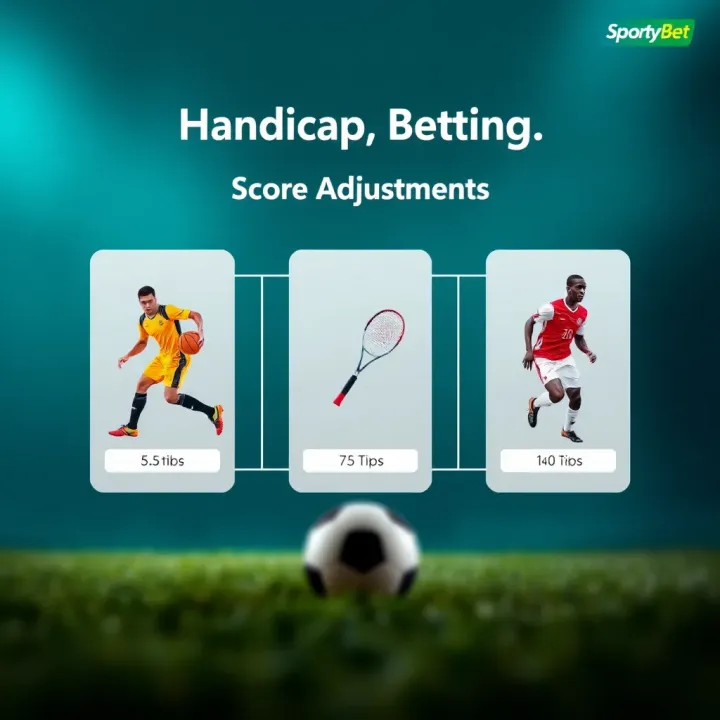 Illustration of Score Adjustments Across Various Sports for Betting Different sports icons including basketball, tennis, and football illustrating the concept of score adjustments for betting