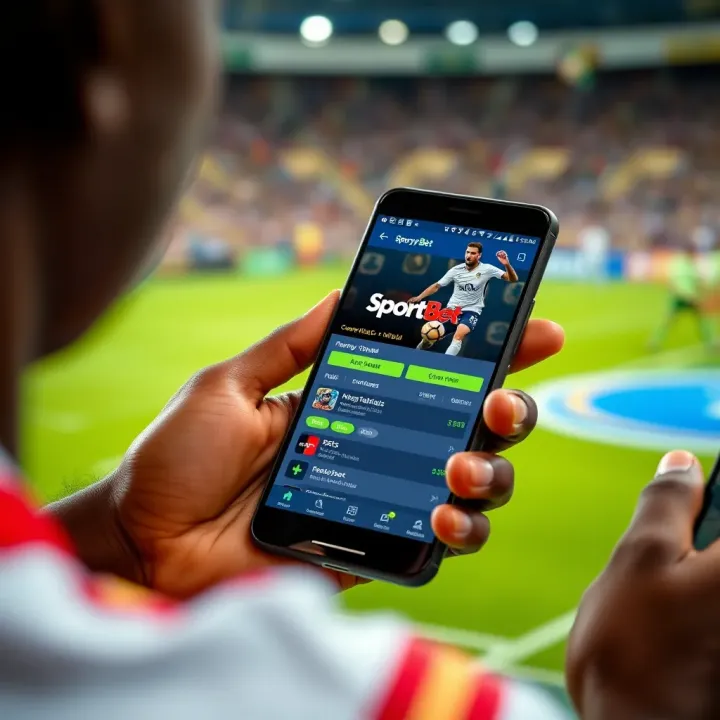 Android smartphone showing the SportyBet app download screen in Nigeria