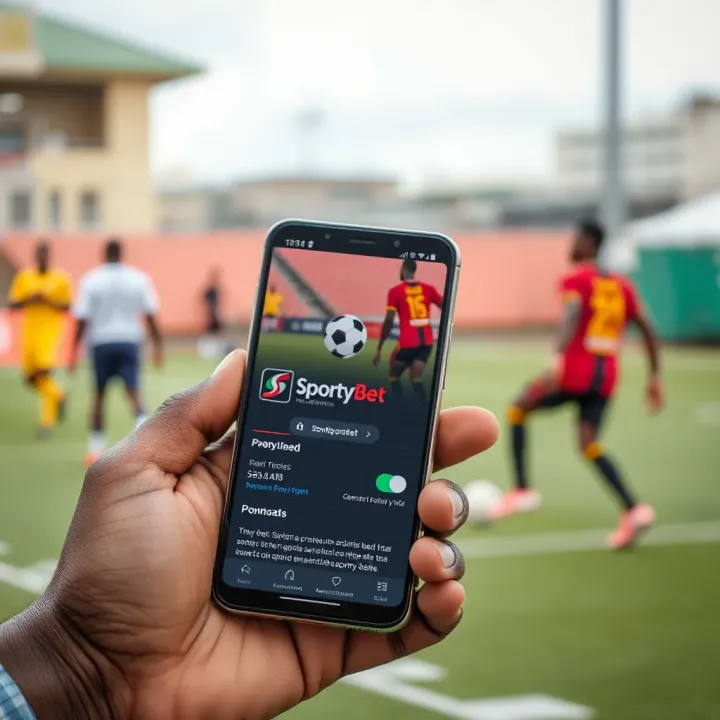 Mobile screen displaying SportyBet app download page on Nigerian smartphone