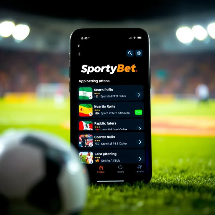 SportyBet Mobile App Interface with Betting Options Screenshot showing SportyBet app interface on a smartphone displaying various betting options