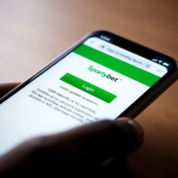 Ensuring SportyBet App Compatibility and Updates Close-up of a mobile device displaying SportyBet login page with app update notification