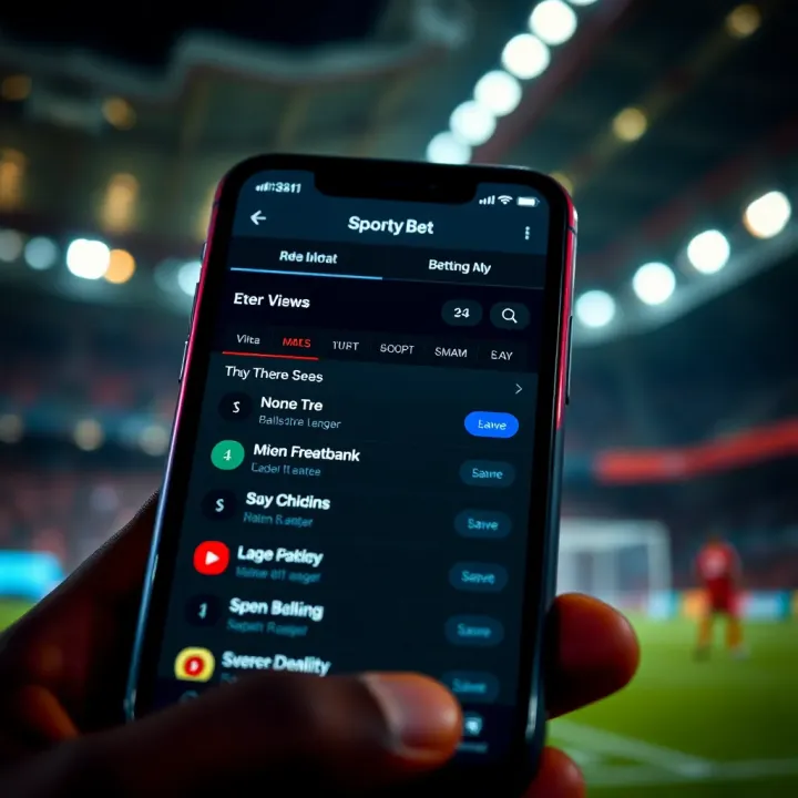 SportyBet Android App Betting Interface Betting interface with live odds and options on SportyBet mobile application