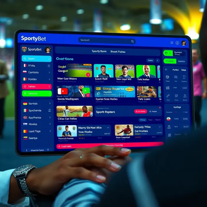 Overview of SportyBet BJ Sports Selection and Betting Interface Interface displaying a selection of sports and betting options on a digital platform