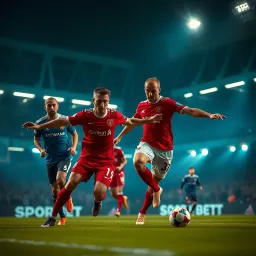 Intense Bundesliga Match Action Influencing Predictions Dynamic Bundesliga football match with players competing intensely on the pitch