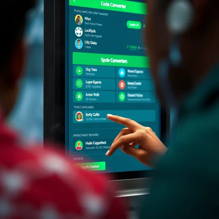 User interacting with a digital interface displaying SportyBet code converter features
