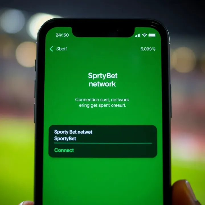 Smartphone screen showing SportyBet app with a connection error message