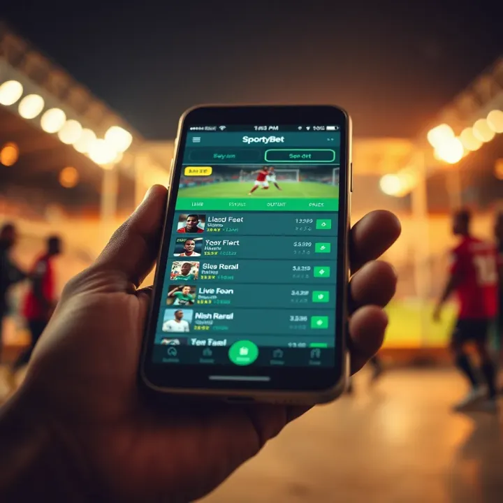 Illustration of a digital betting interface showcasing live sports betting options on a mobile device