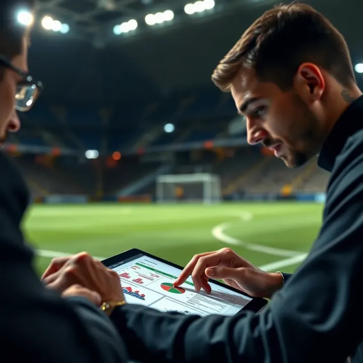 In-depth Match Strategy Analysis for Europa League Betting Detailed analysis of football match strategies on a digital tablet