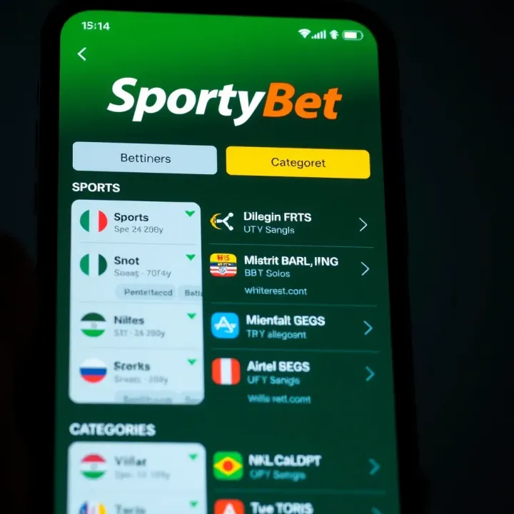 SportyBet iOS app interface showing betting options and sports categories