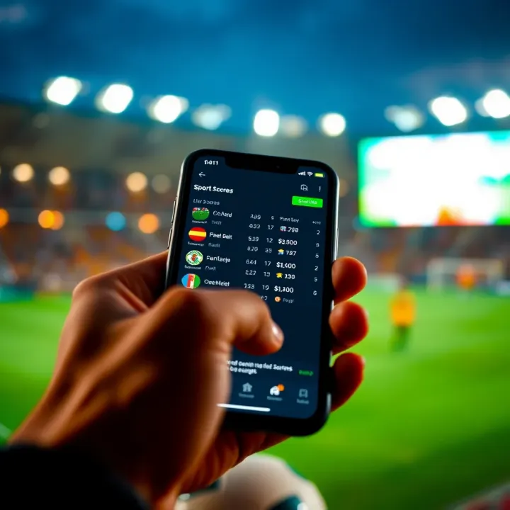 Mobile device displaying live sports scores on SportyBet app interface