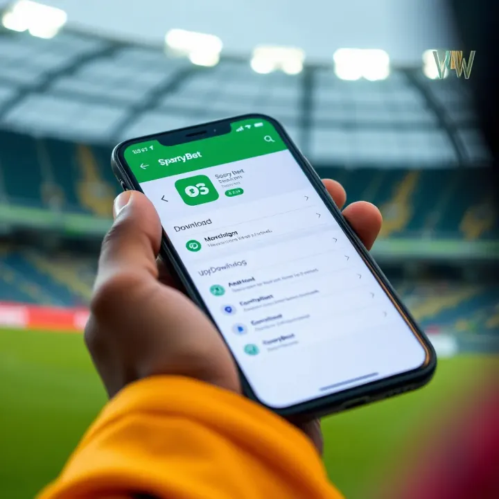 SportyBet Nigeria App Download Interface Smartphone screen displaying the SportyBet Nigeria app download page with clear options