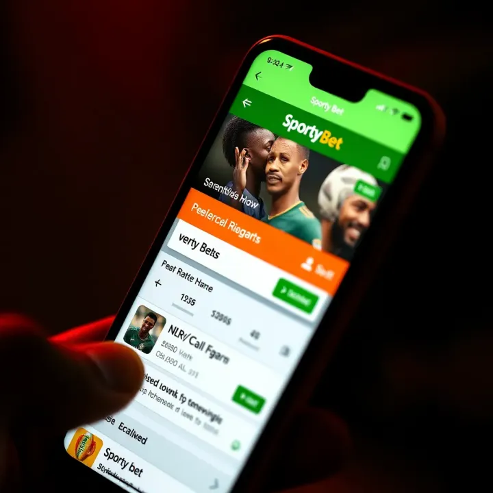 SportyBet Football Betting Interface in Nigeria Mobile phone screen showing SportyBet app interface with football betting options in Nigeria