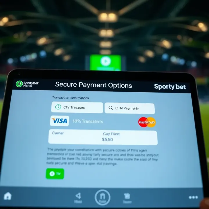 Secure Payment Options on Sportybet Nigeria's Updated Platform Secure transaction confirmation screen demonstrating Sportybet’s payment methods