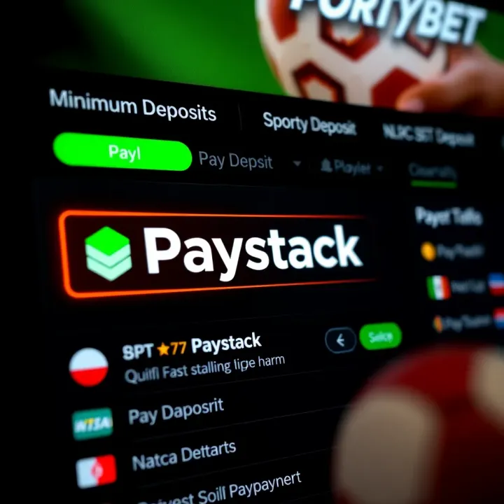 User interface of SportyBet showing payment options with Paystack highlighted