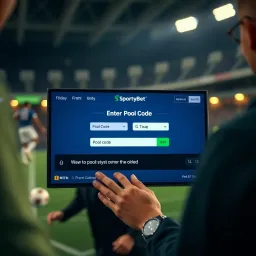 Entering Pool Code on SportyBet Platform Screenshot of the SportyBet platform displaying the pool code entry section for placing bets