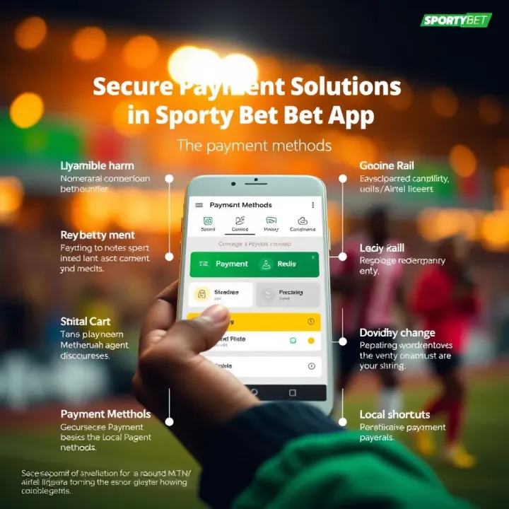 Graphic illustrating secure payment methods available on SportyBet app for Ghanaian users