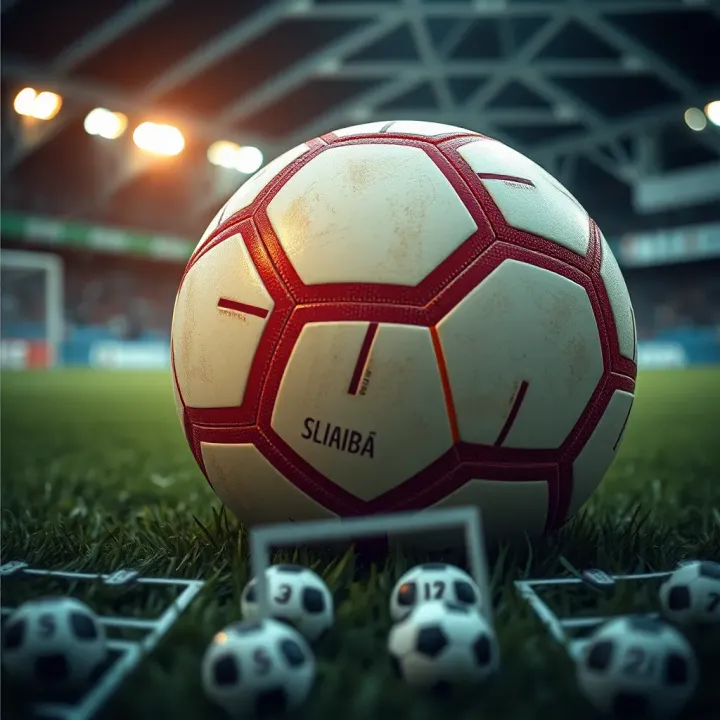 Soccer ball on pitch with tactical formations overlay