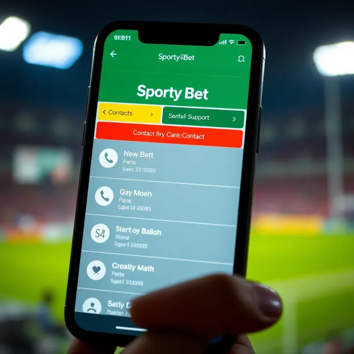 SportyBet Support Contact Methods for Nigerian Users Mobile phone screen showing SportyBet app with contact options for support