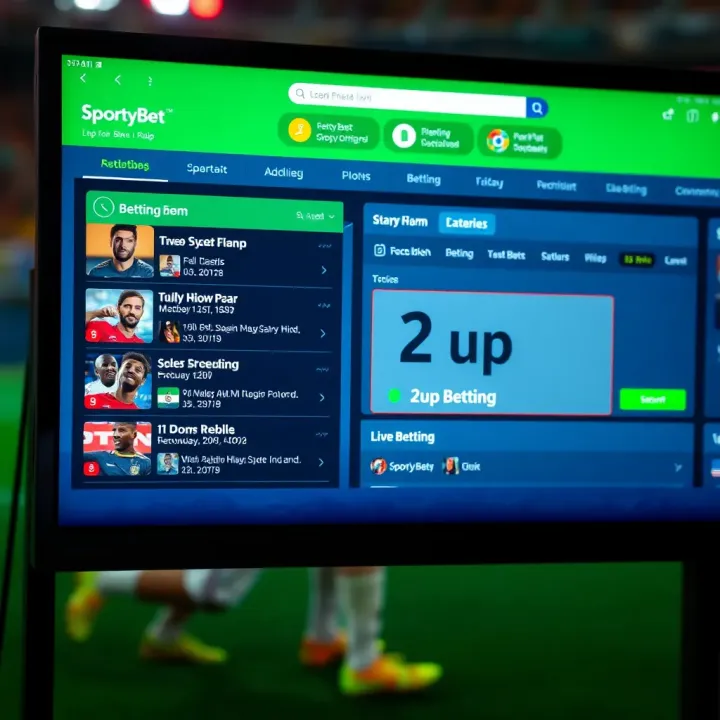 SportyBet Platform Featuring the 2up Betting Option Display of SportyBet interface showing live betting options and highlighted 2up feature
