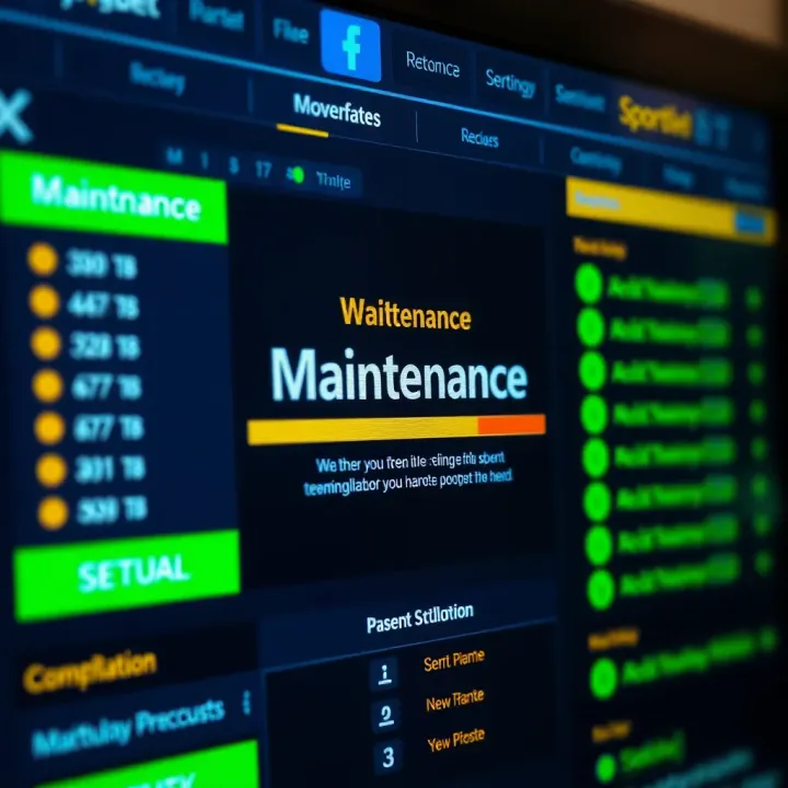 Digital interface showing a maintenance progress bar on a betting platform screen