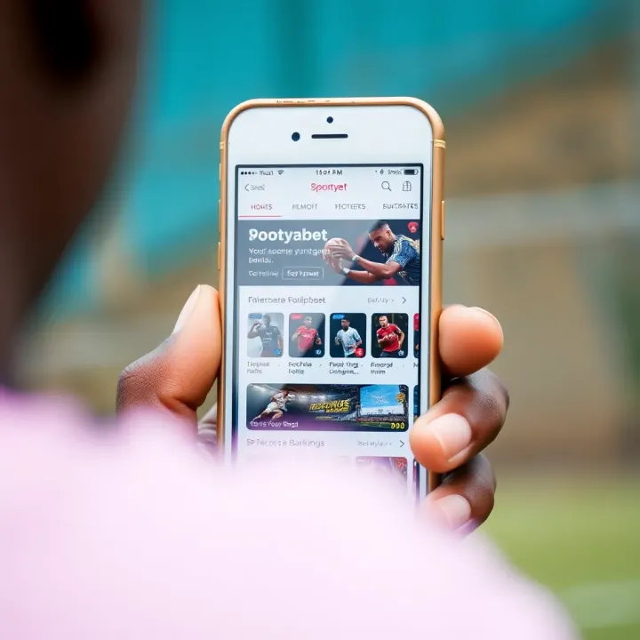 Basic mobile phone displaying Sportybet betting options with clear navigation