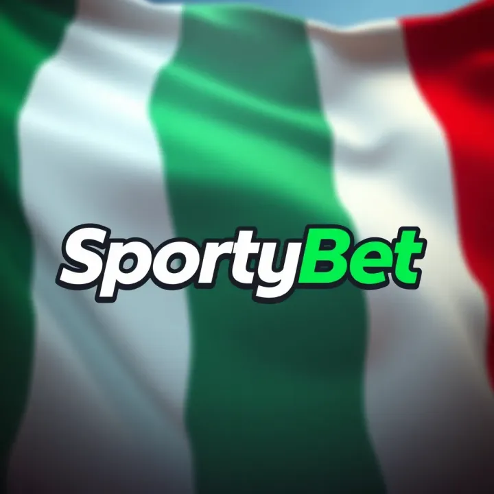 SportyBet logo with a backdrop of Nigerian flag colors symbolizing its presence in Nigeria's betting market